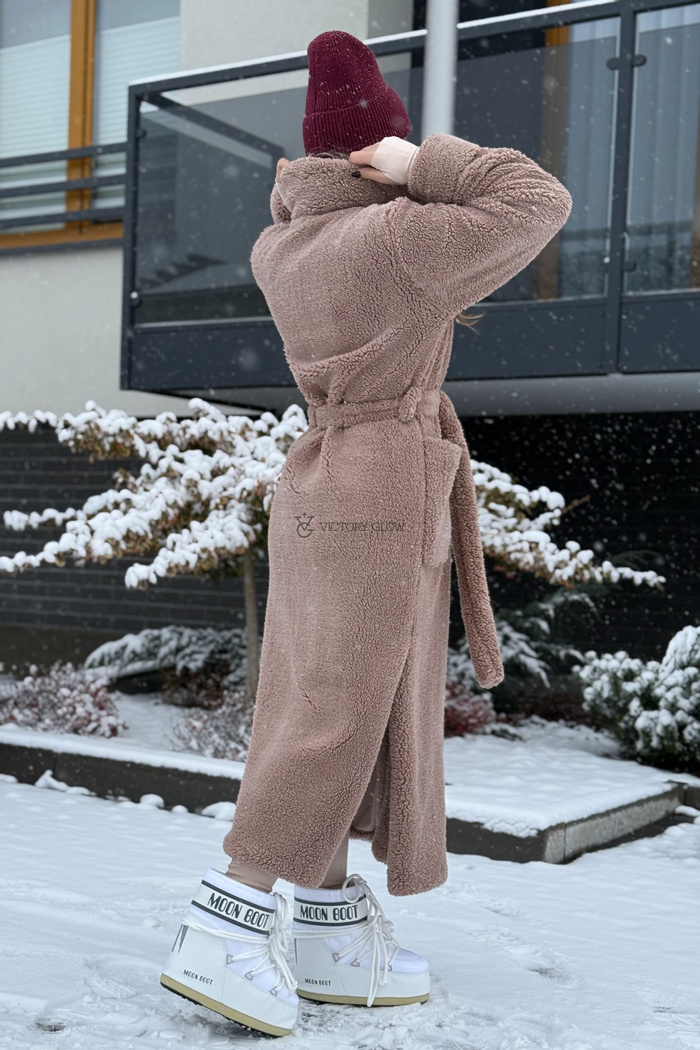 Długie futerko baranek Bear beżowe