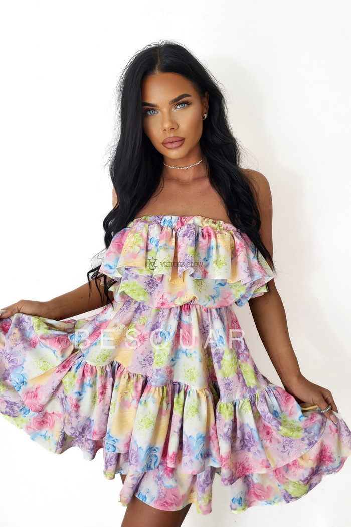 Sukienka hiszpanka w kwiaty z falbanami Marcela