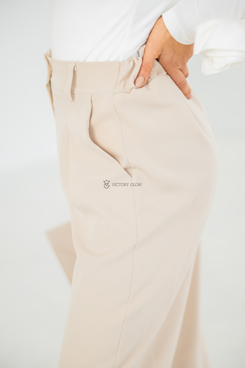 Eleganckie spodnie wide leg Gainne beżowe