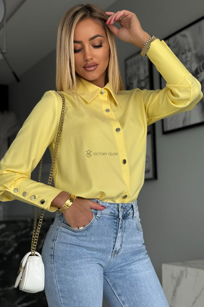 Elegancka koszula z wysokim mankietem Corrie żółta