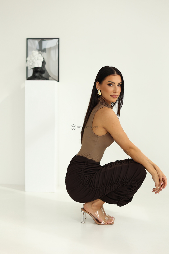 Dopasowana spódnica w prążek Veruca czekoladowa