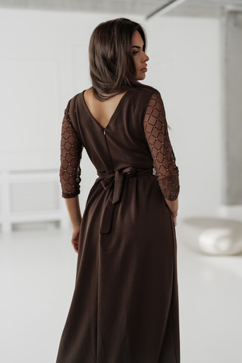 Wieczorowa sukienka maxi Dalia czekoladowa