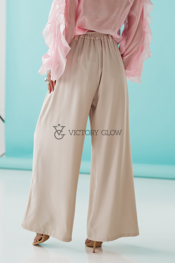 Szerokie spodnie z różą Mila beżowe