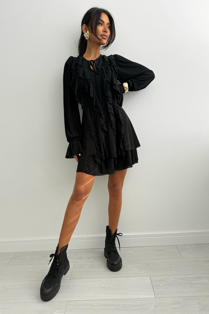 Sukienka z falbanami Romance Frill czarna