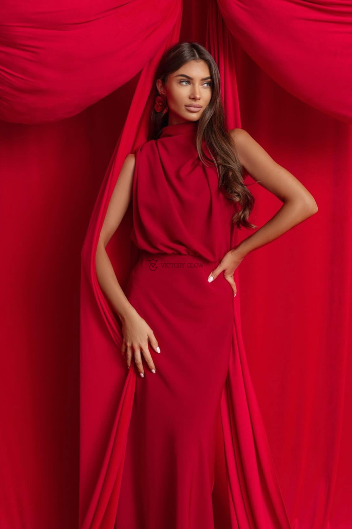 Elegancka długa sukienka Moon czerwona