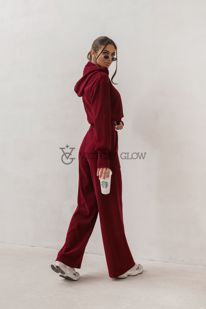 Komplet  bluza z kapturem i spodnie Hope bordowy