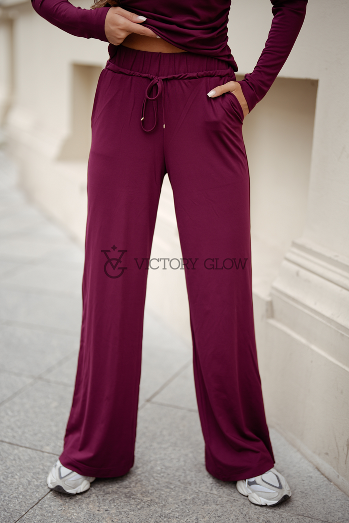 Komplet SHIRA bluzka z długim rękawem bordowy