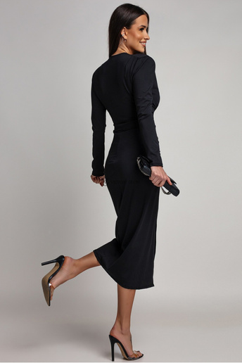 Sukienka w prążek z drapowaniem Bree czarna