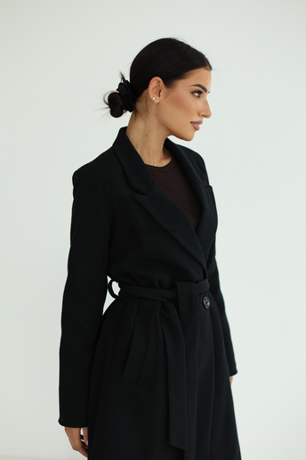 Elegancki płaszcz z paskiem Klara czarny
