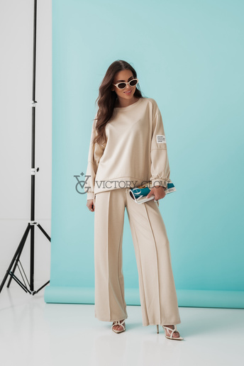 Komplet dresowy z wiskozy Ozzy beżowy