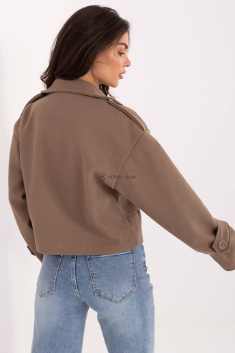 Krótki płaszcz z kołnierzem  Roma Latte