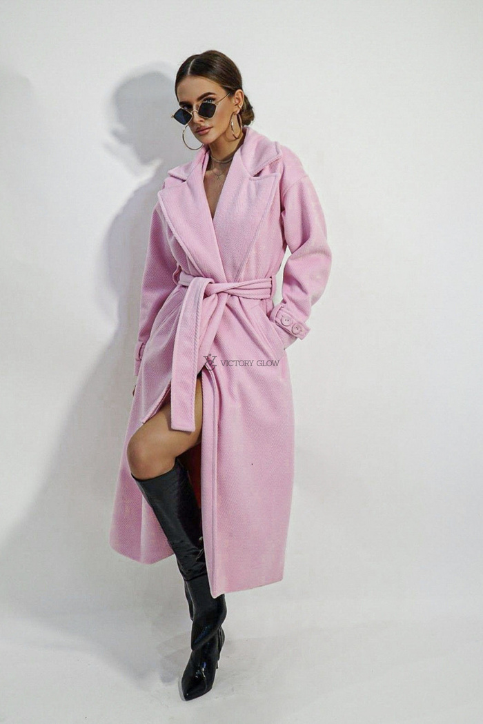 Różowy wełniany płaszcz Solange