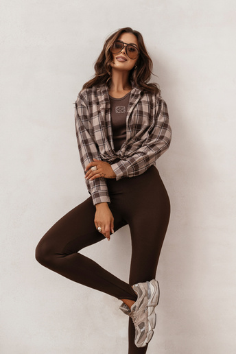 Bawełniana koszula w kratę Marietta brązowa