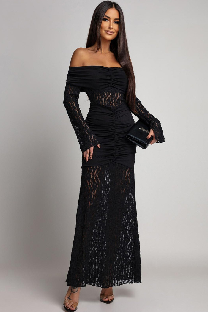 Koronkowa sukienka maxi Carmen czarna