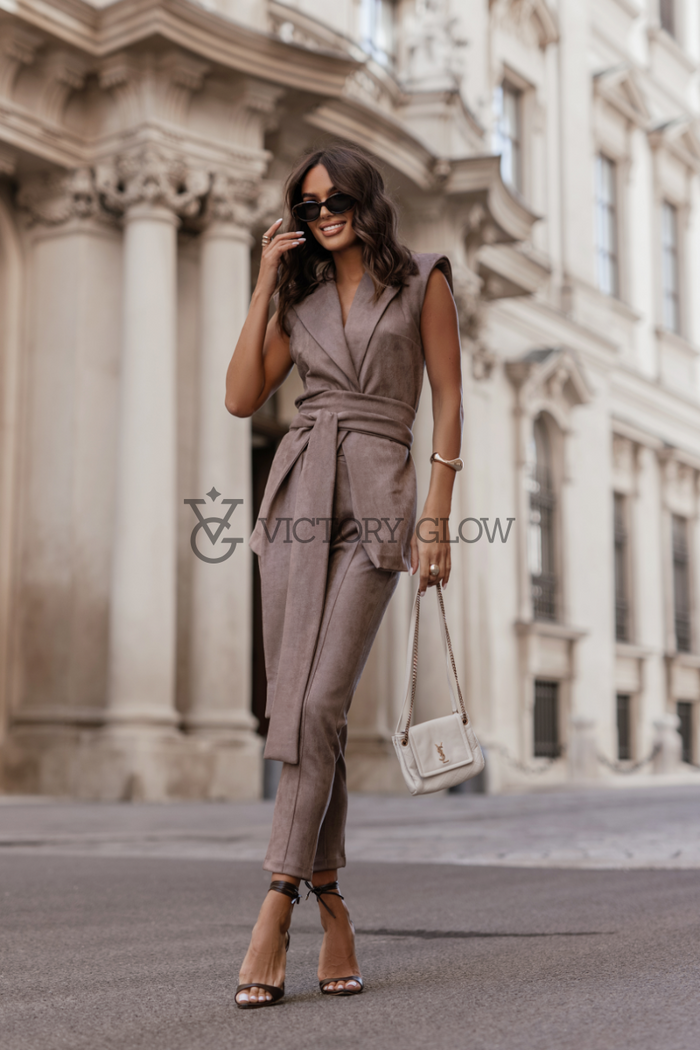 Dłuższa kamizelka z szerokim paskiem RUBY fango