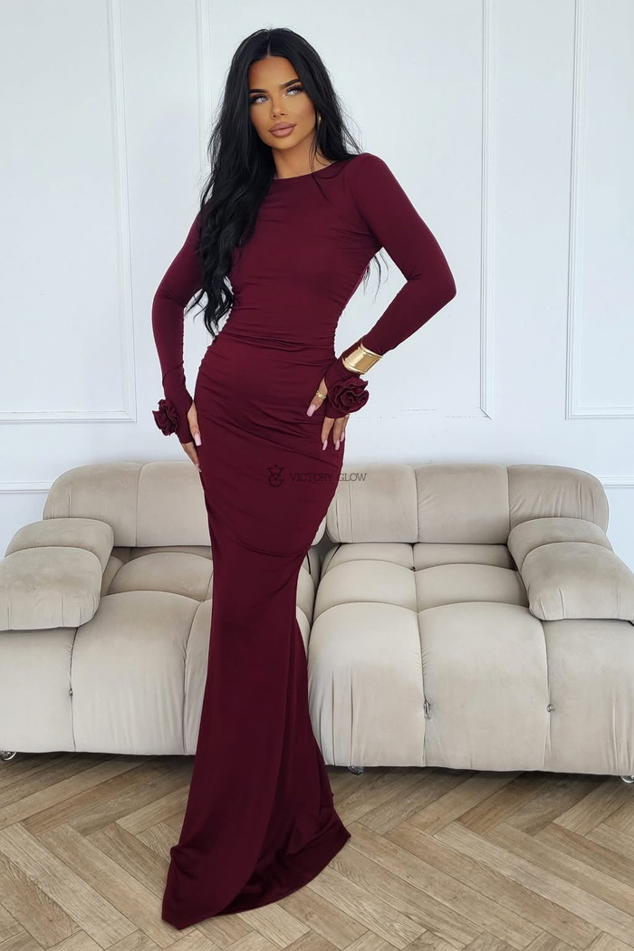 Dopasowana suknia maxi Melody śliwkowa