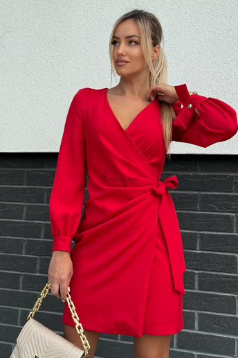 Elegancka sukienka kopertowa Melania czerwona