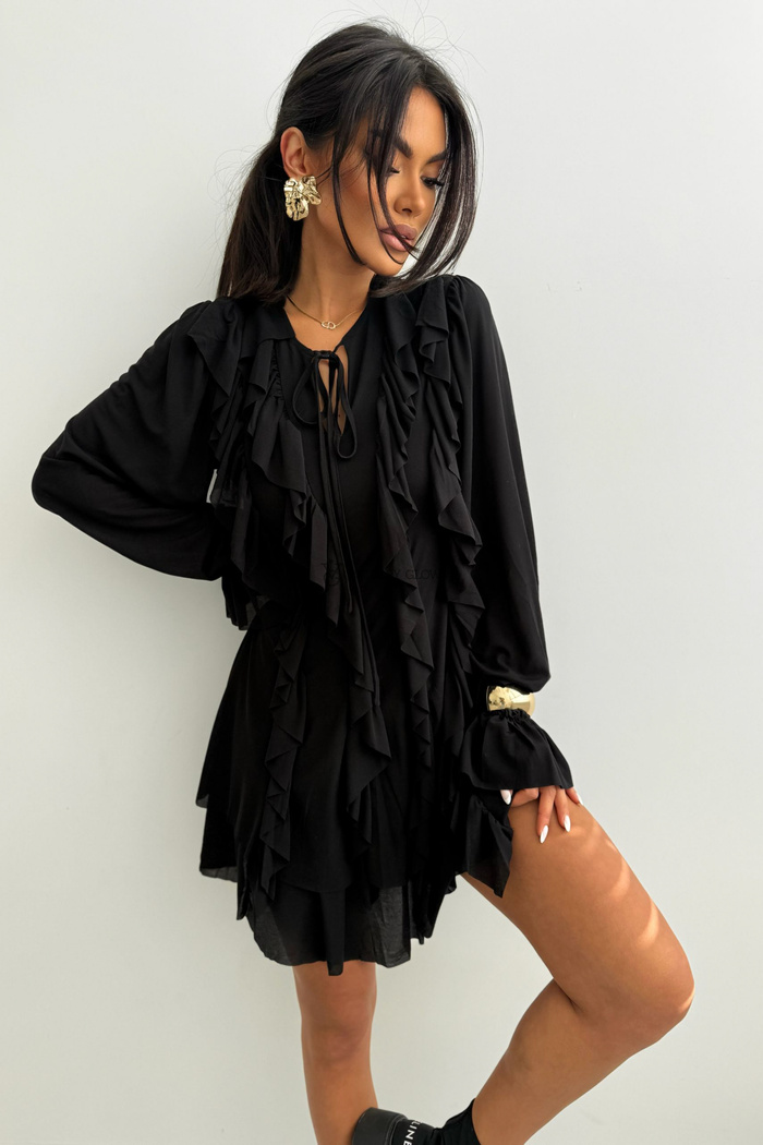 Sukienka z falbanami Romance Frill czarna
