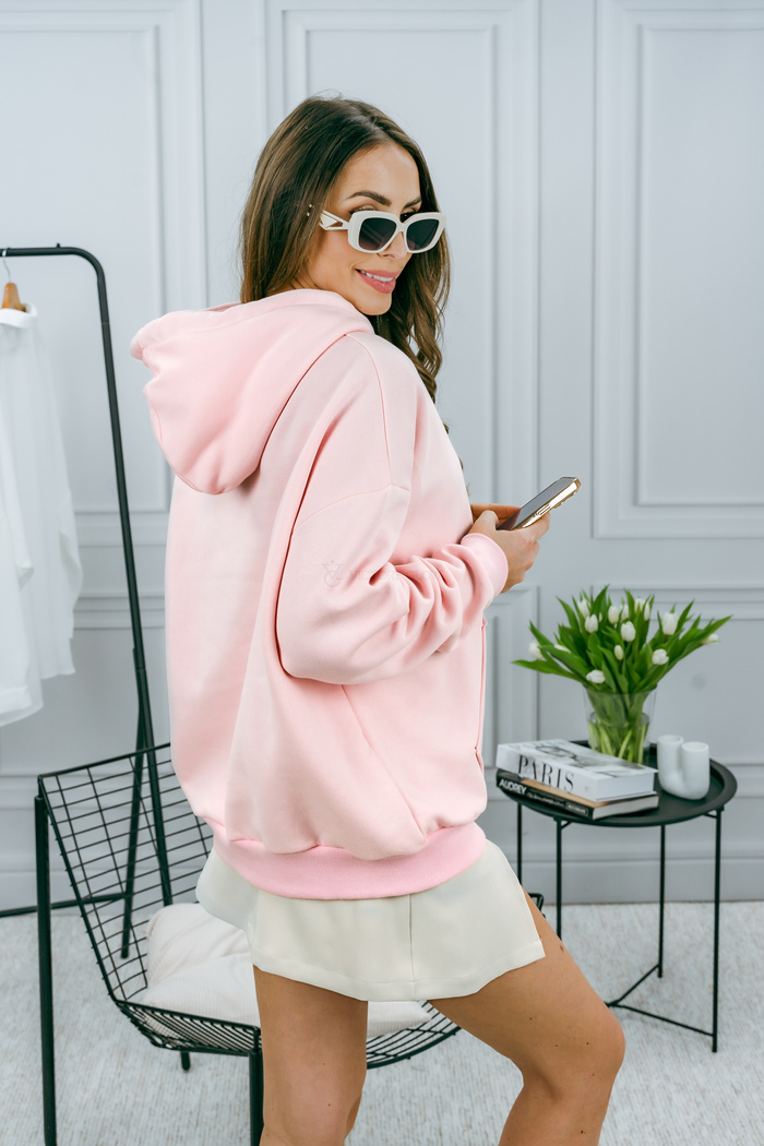 Bluza Premium oversize ze złotą aplikacją candy pink 