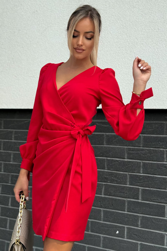 Elegancka sukienka kopertowa Melania czerwona