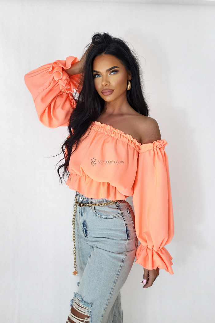 Bluzka krótka hiszpanka Azara neonowy pomarańczowy