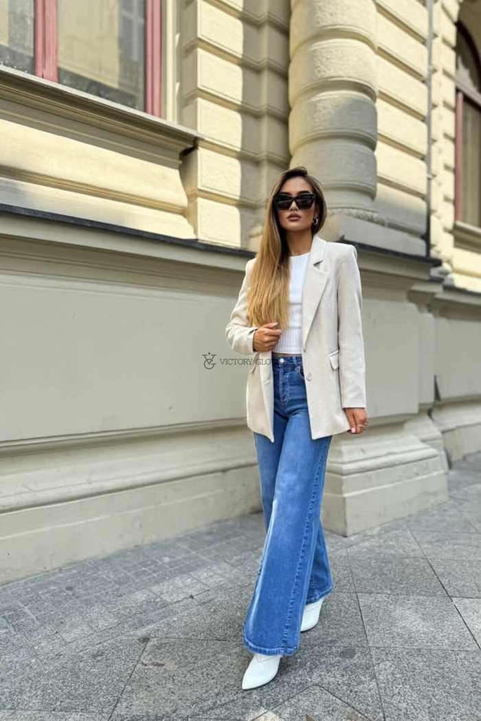 Marynarka w jodełkę Rich Mood beżowa