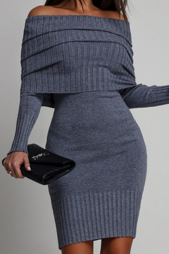 Dzianinowa sukienka hiszpanka Isabella szara