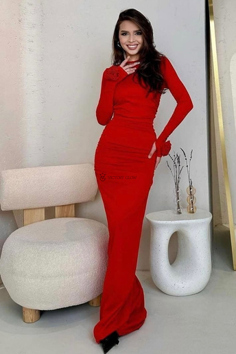 Dopasowana suknia maxi Melody czerwona