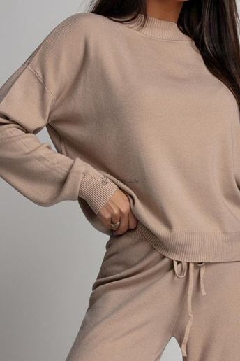Dzianinowy komplet bluza i spodnie Ivy beżowy