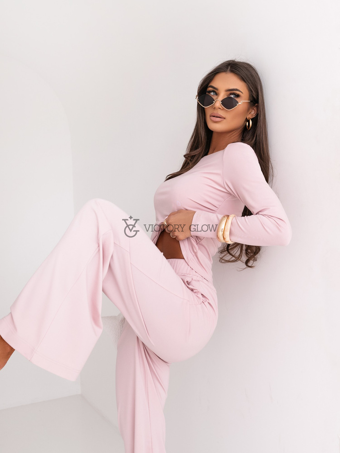 Komplet SHIRA bluzka z długim rękawem La Balancia jasny róż