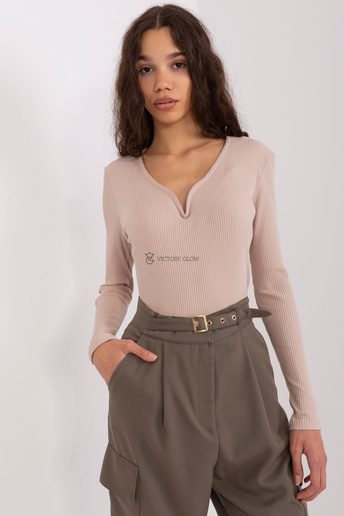 Dopasowana bluzka w prążek Diana beżowa