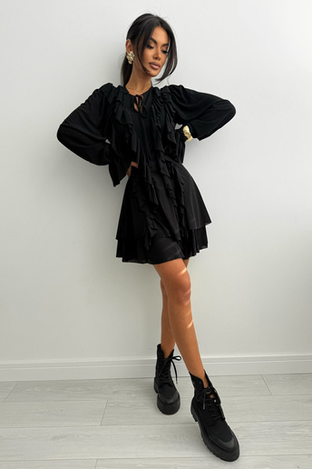 Sukienka z falbanami Romance Frill czarna