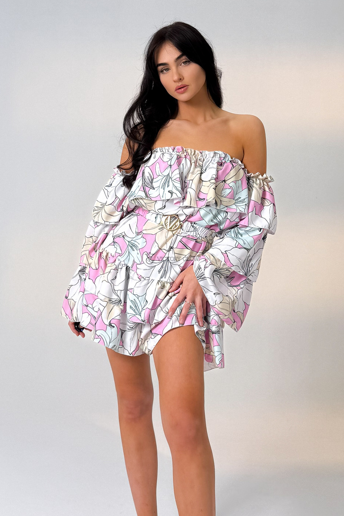 Kombinezon w kwiaty hiszpanka z paskiem Calia