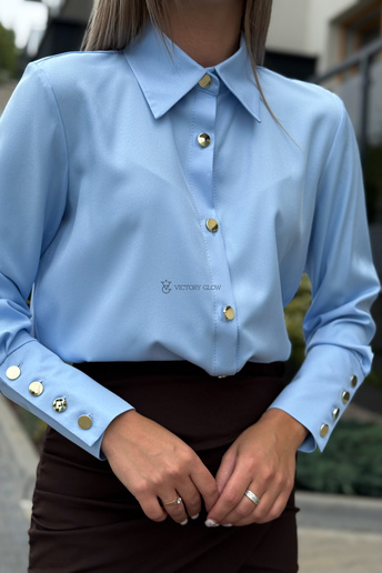 Elegancka koszula z wysokim mankietem Corrie błękitna