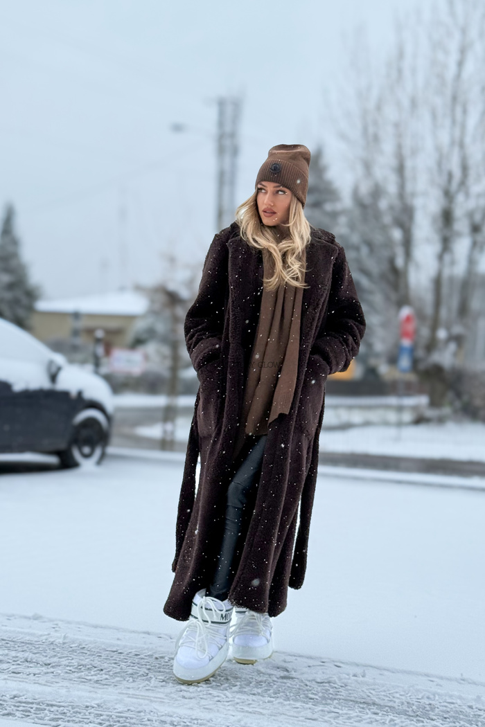 Długie futerko baranek Bear czekoladowe