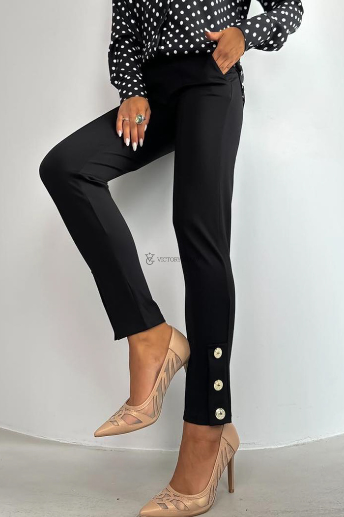 Dopasowane czarne spodnie z wysokim stanem