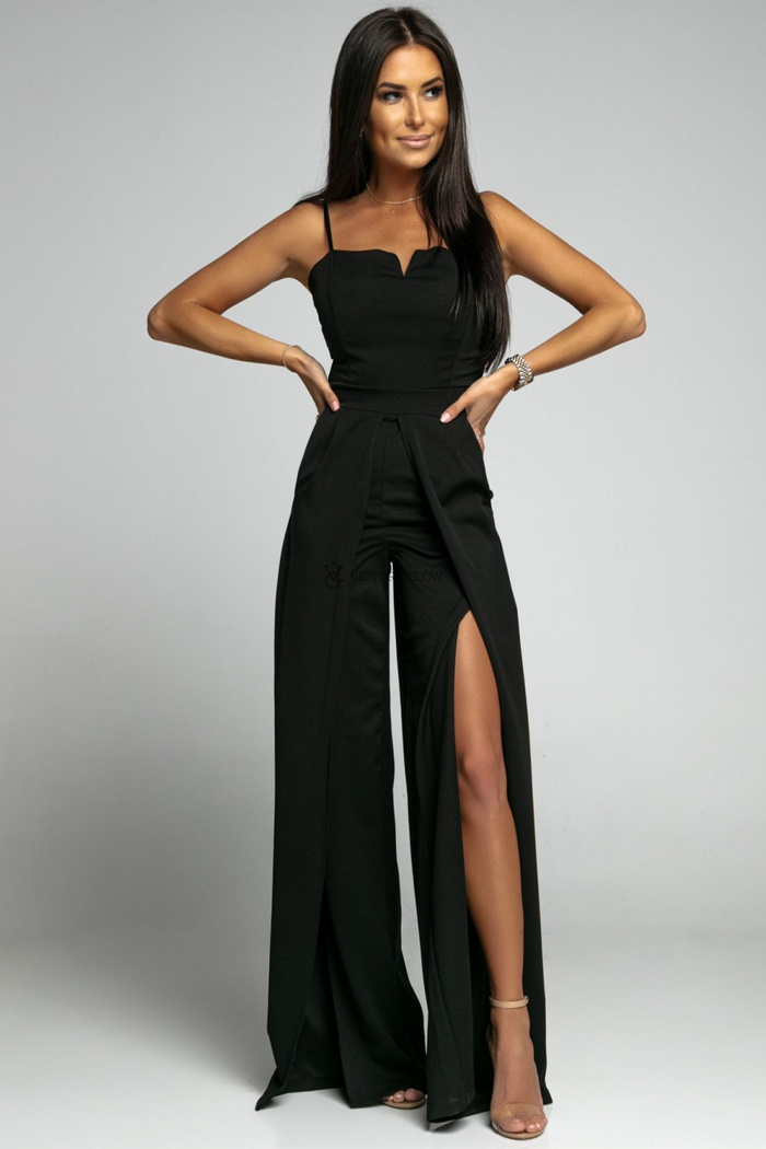 Elegancki kombinezon na ramiączkach Pati czarny