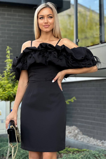 Sukienka koktajlowa Bella midi hiszpanka czarna