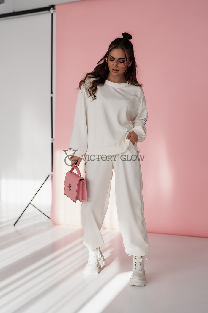 Komplet dresowy z wiskozy Lazzy biały