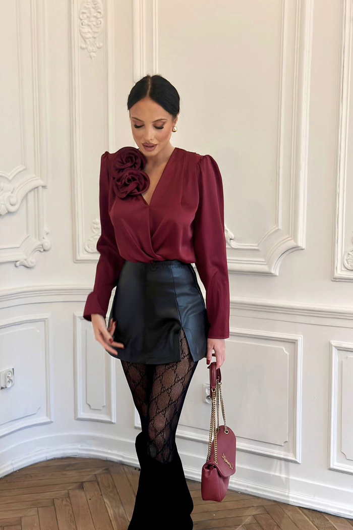 Elegancka koszula z różą Avinion Belluci bordo