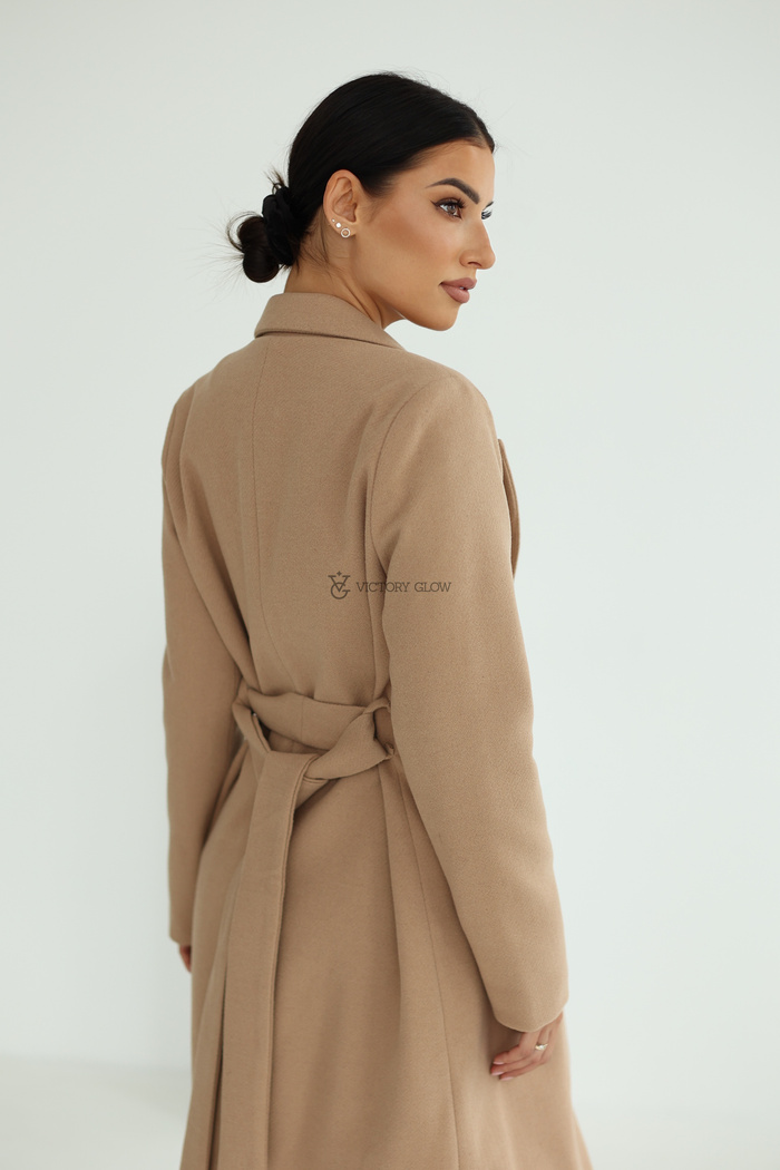 Elegancki płaszcz z paskiem Klara beżowy