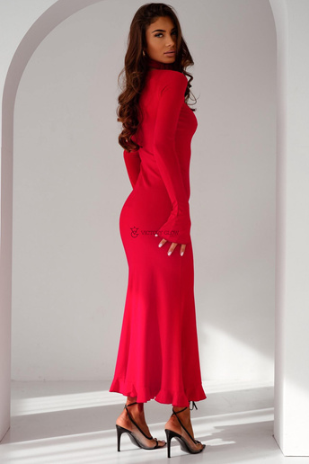 Dopasowana suknia maxi Victoria czerwona