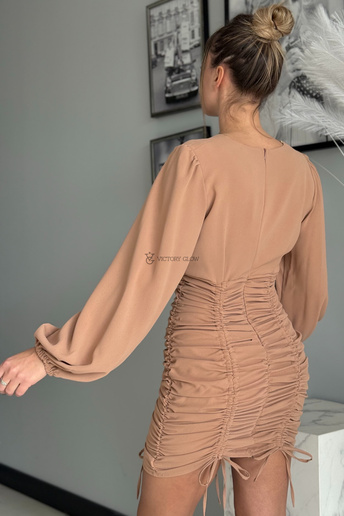 Sukienka z regulowaną długością Marcy beżowa