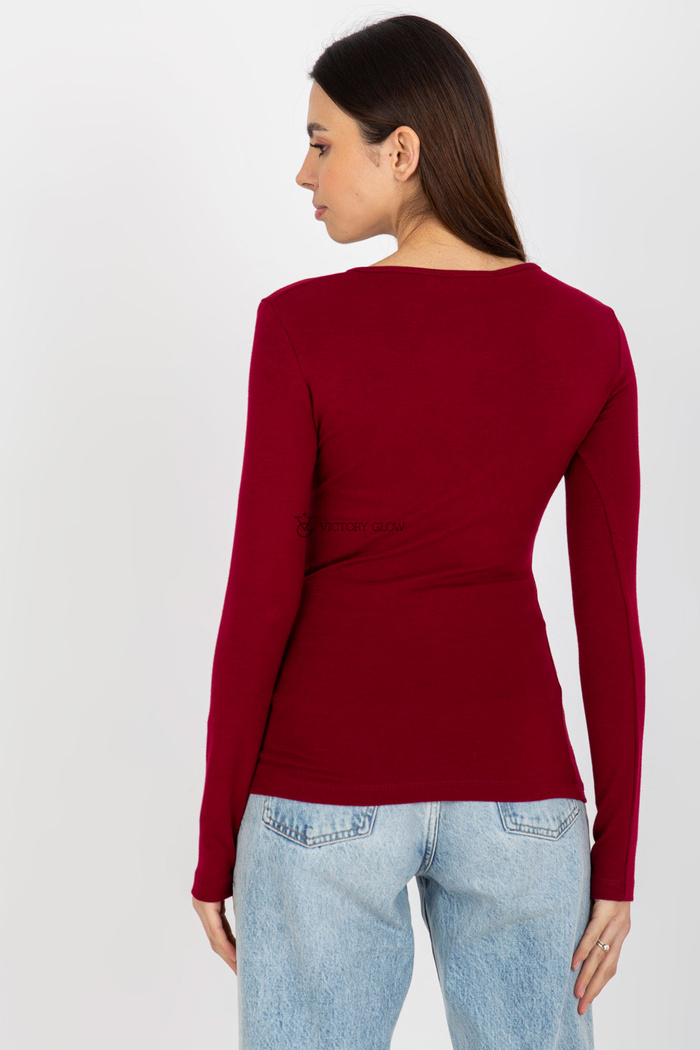 Dopasowana bluzka z długim rękawem Aga bordowa