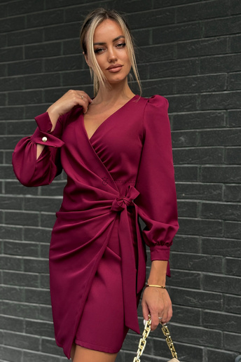 Elegancka sukienka kopertowa Melania bordo