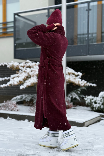 Długie futerko baranek Bear bordowe