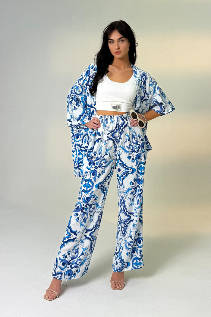 Komplet 2-częściowy z nadrukiem Mera niebieski