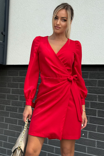 Elegancka sukienka kopertowa Melania czerwona