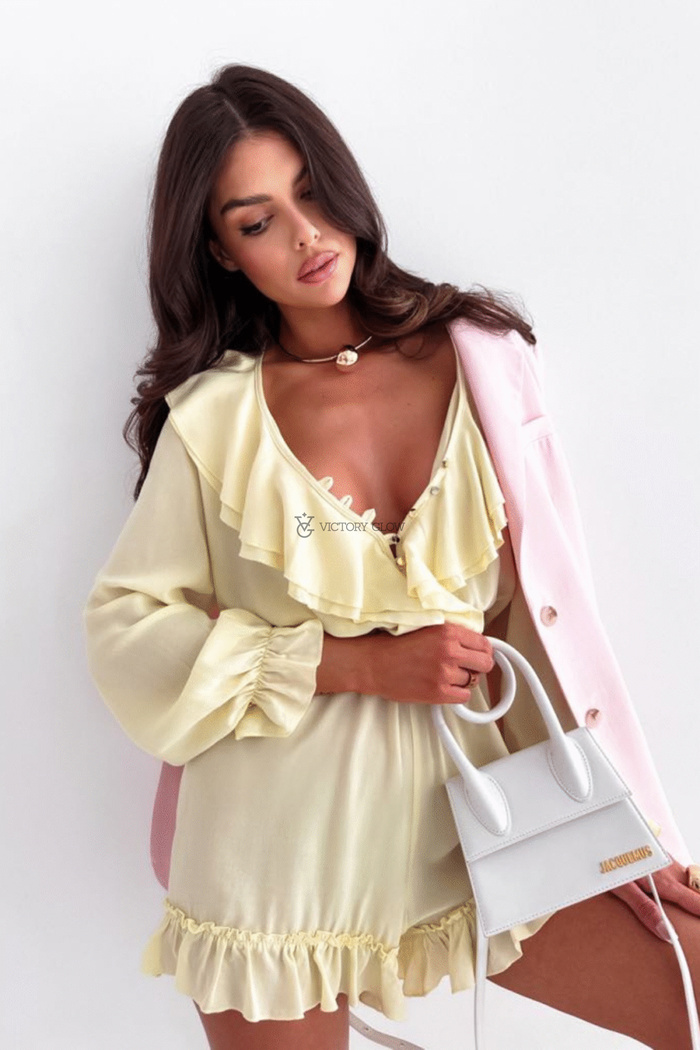 Kombinezon z falbanami Lunna żółty