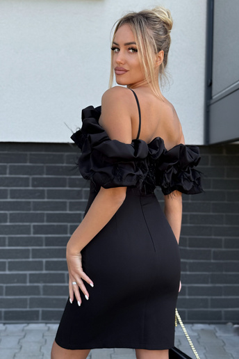 Sukienka koktajlowa Bella midi hiszpanka czarna